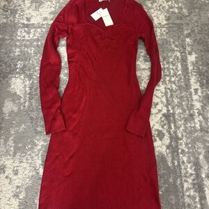 Abercrombie Elegant knit Red Long Sleeve Dress